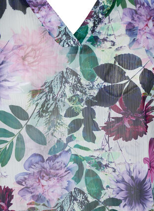 Bluse mit Blumenprint und 2/4-Ärmeln, Purple Flower mix, Packshot image number 2