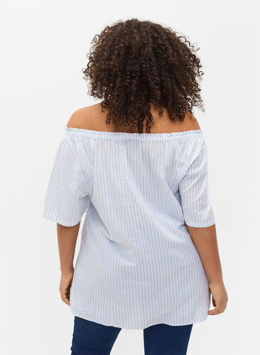 Bluse aus 100% Baumwolle, Kentucky Blue Stripe, Model image number 1