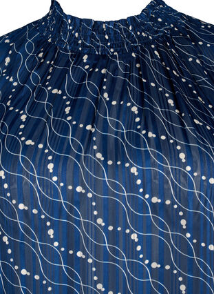 Kurzärmelige gesmokte Bluse mit Print, Dress Bl. Swirl AOP, Packshot image number 2