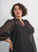 Kurzes Kleid aus Organza mit R&uuml;schensaum, Schwarz, Model image number 3