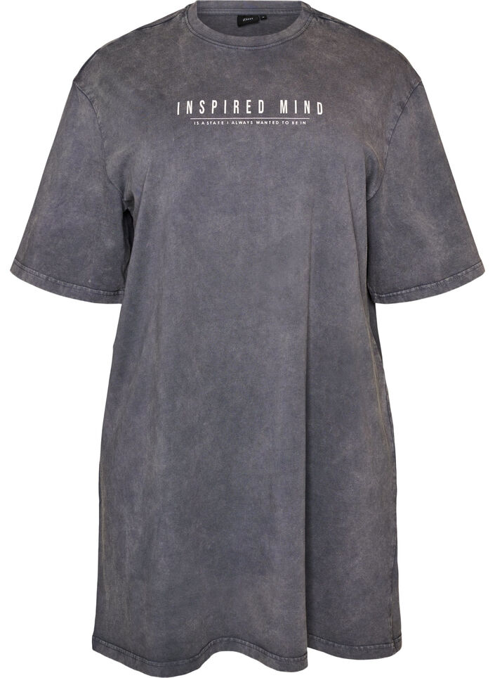 Lockeres T-Shirt-Kleid mit Washed-Optik, Grau, Packshot image number 0