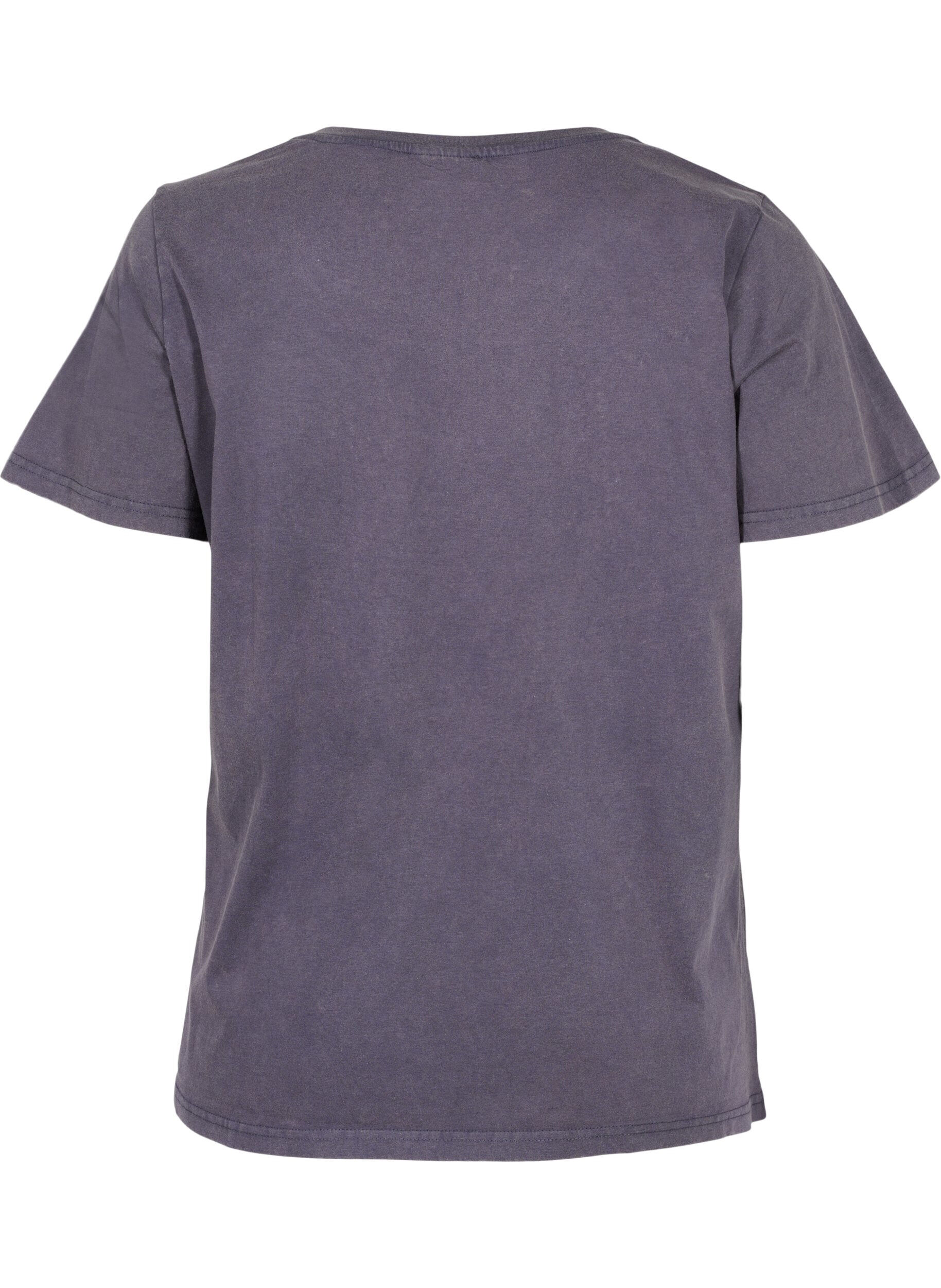 ZizziAcid Wash T-Shirt aus Baumwolle mit Ziersteinen, Dark Grey Wash, Packshot image number 1