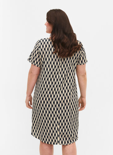 Bedrucktes Kleid mit kurzen Ärmeln, Oval AOP, Model image number 1