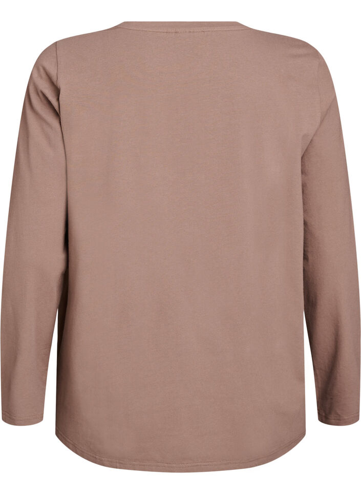 Basic Bluse aus Jersey mit langen &Auml;rmeln, Braun, Packshot image number 1