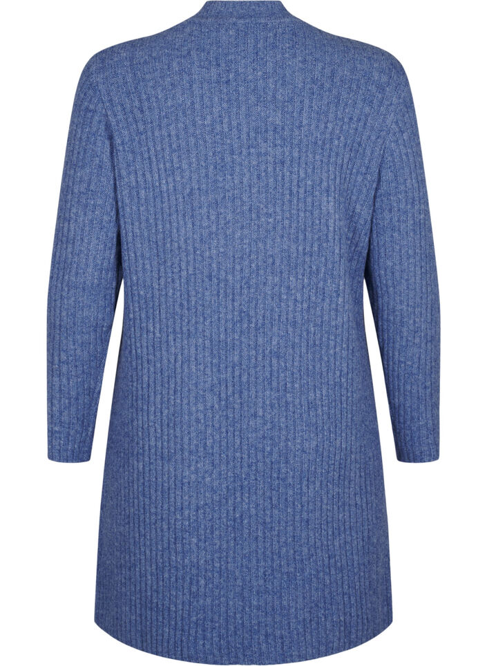 Kurzes Rippstrickkleid mit Rundhalsausschnitt, Grey Blue Mel., Packshot image number 1