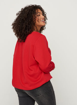 Weihnachtssweatshirt mit Pailletten, Tango Red, Model image number 1