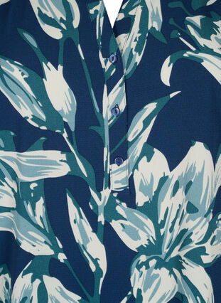 Bluse mit kurzen Ärmeln und V-Ausschnitt , Navy B.Big FlowerAOP, Packshot image number 2