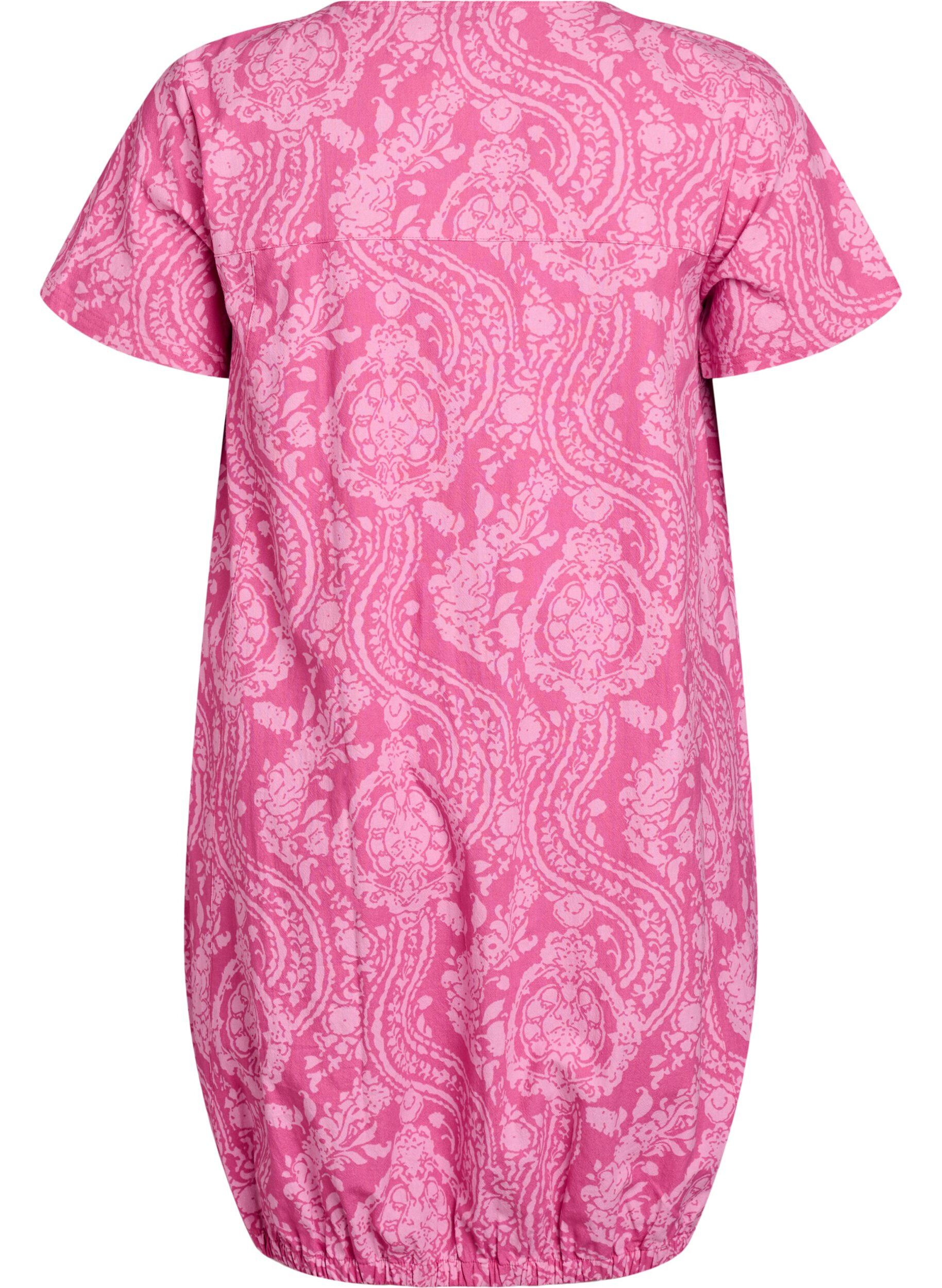 ZizziKurz&auml;rmliges Baumwollkleid mit Print, Pink, Packshot image number 1