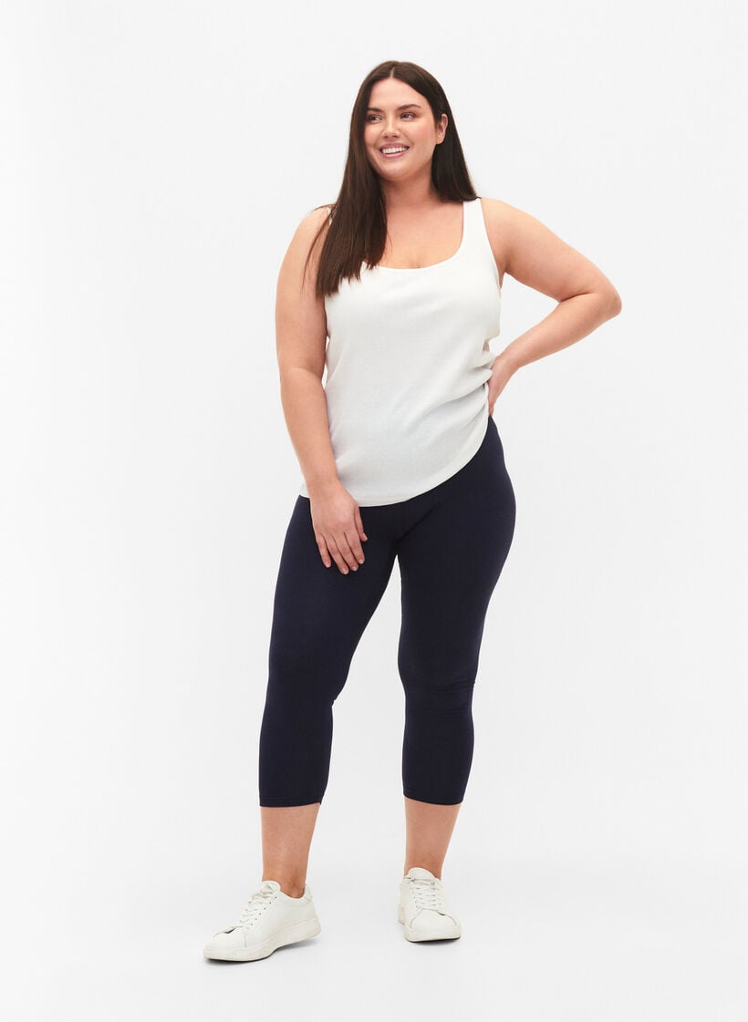 Basic 3/4-Leggings aus Viskose, Blau, Model image number 1