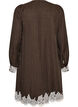 Knielanges Kleid mit Nadelstreifen und Spitzenbesatz, Braun, Packshot image number 1