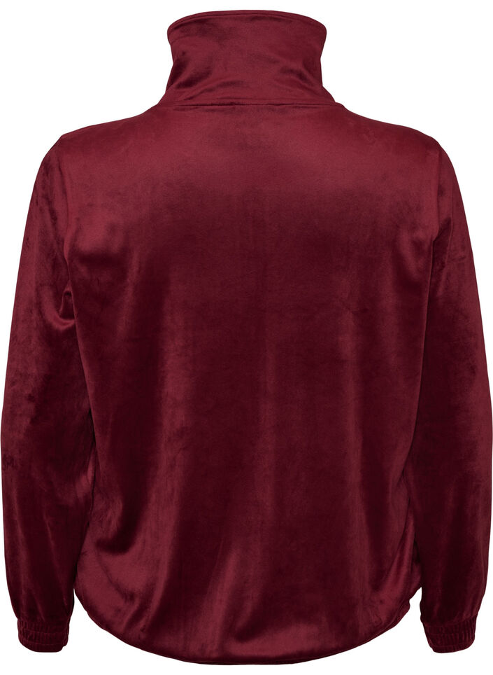 Weicher Cardigan aus Velours mit Rei&szlig;verschluss und hohem Kragen, Rot, Packshot image number 1