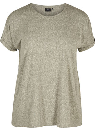 Meliertes T-Shirt aus Baumwolle, Green Mélange, Packshot image number 0