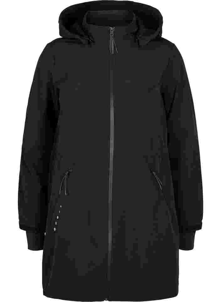 Softshell-Jacke mit Fleece, Black Solid, Packshot image number 0