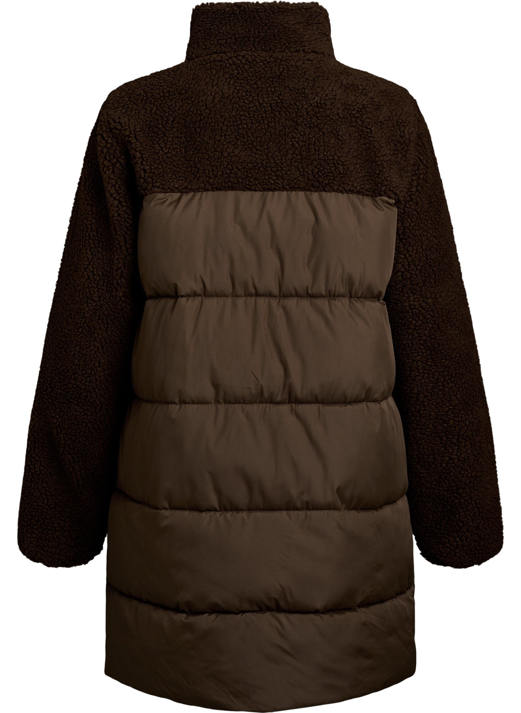 ZizziMittellange Steppjacke mit Teddyfleece, Braun, Packshot image number 1