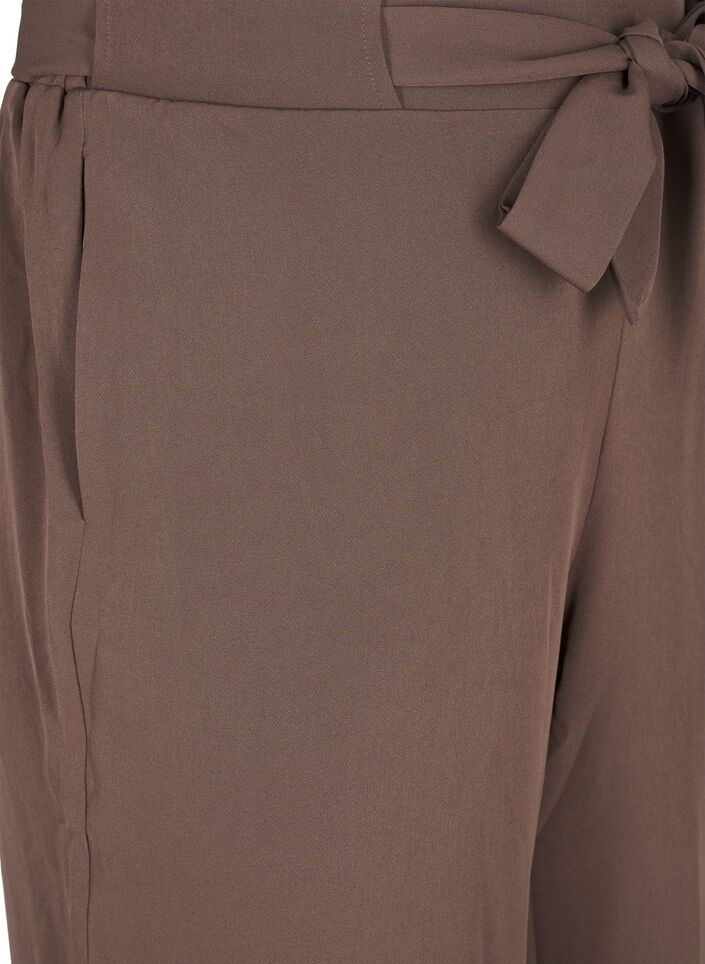 Lockere Hose mit hoher Taille und Bindegürtel, Braun, Packshot image number 2