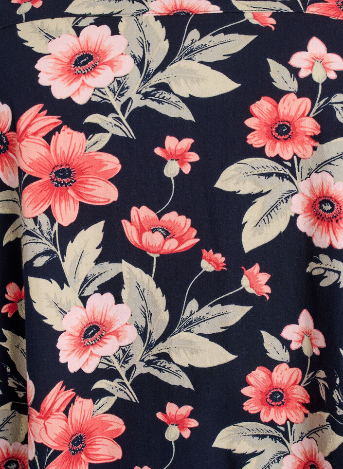 Kurzärmliges Baumwollkleid mit Print, Blau, Packshot image number 2