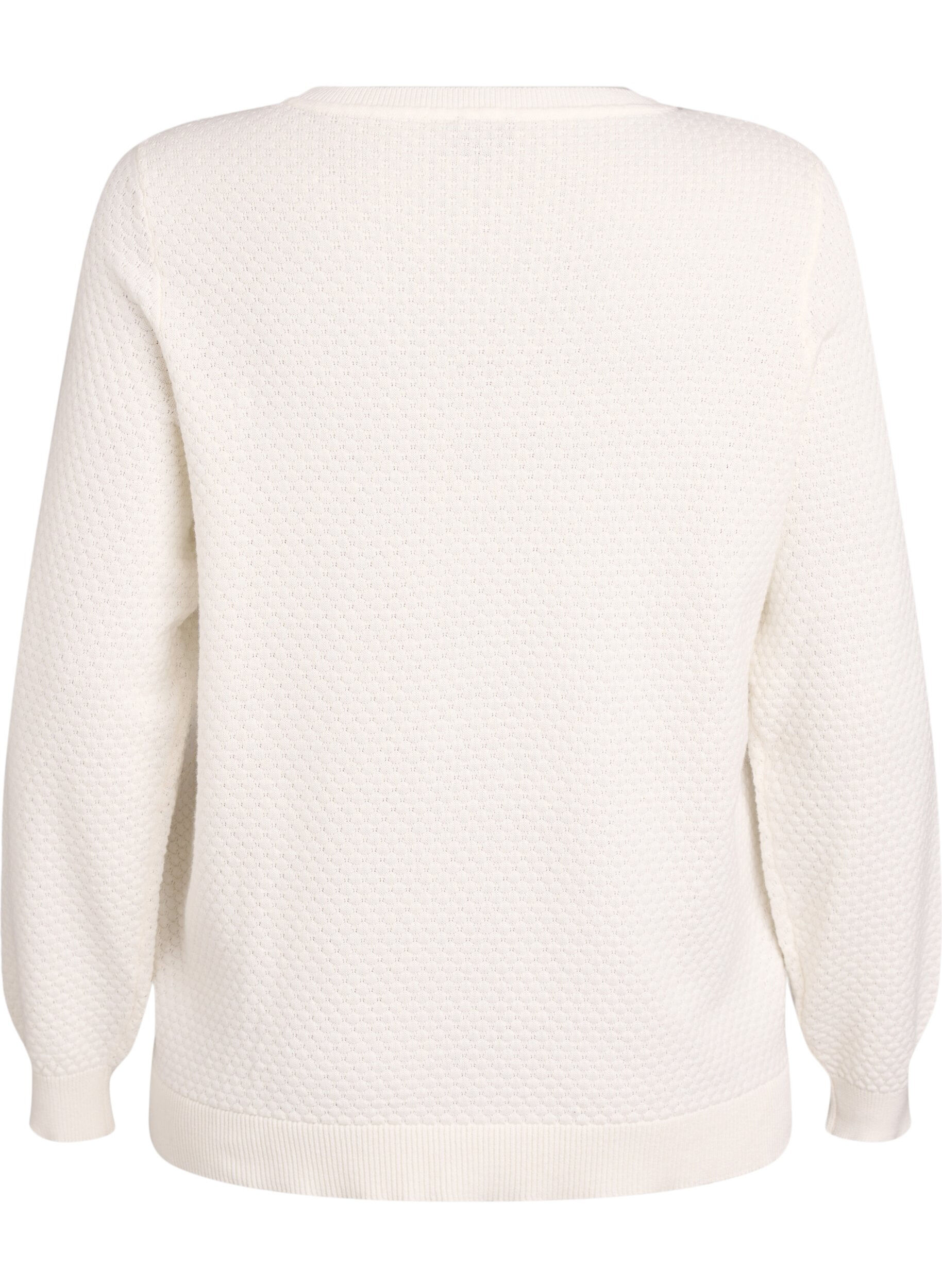 ZizziStrickbluse aus Baumwolle mit Strukturmuster, Vanille, Packshot image number 1