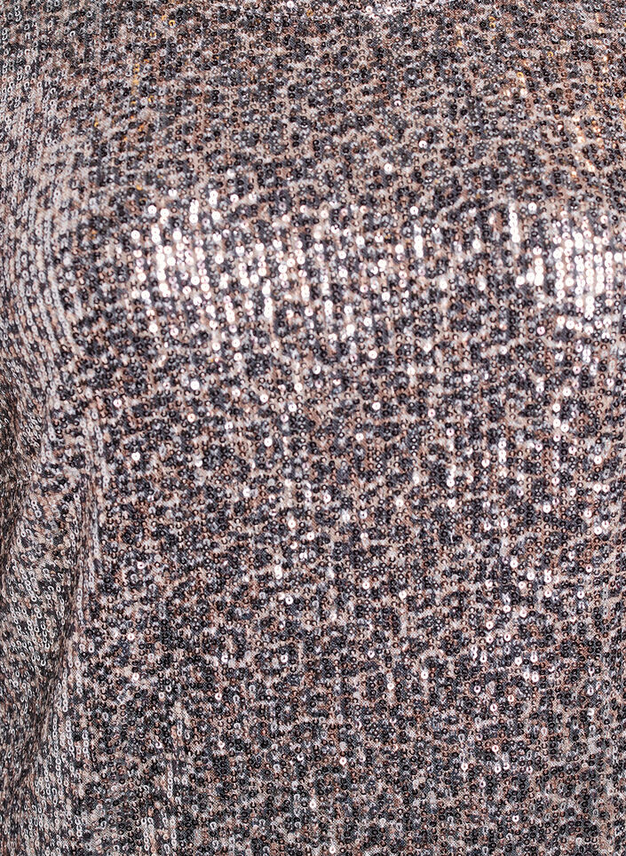 Kurzes Paillettenkleid mit langen Ärmeln, Braun, Packshot image number 2