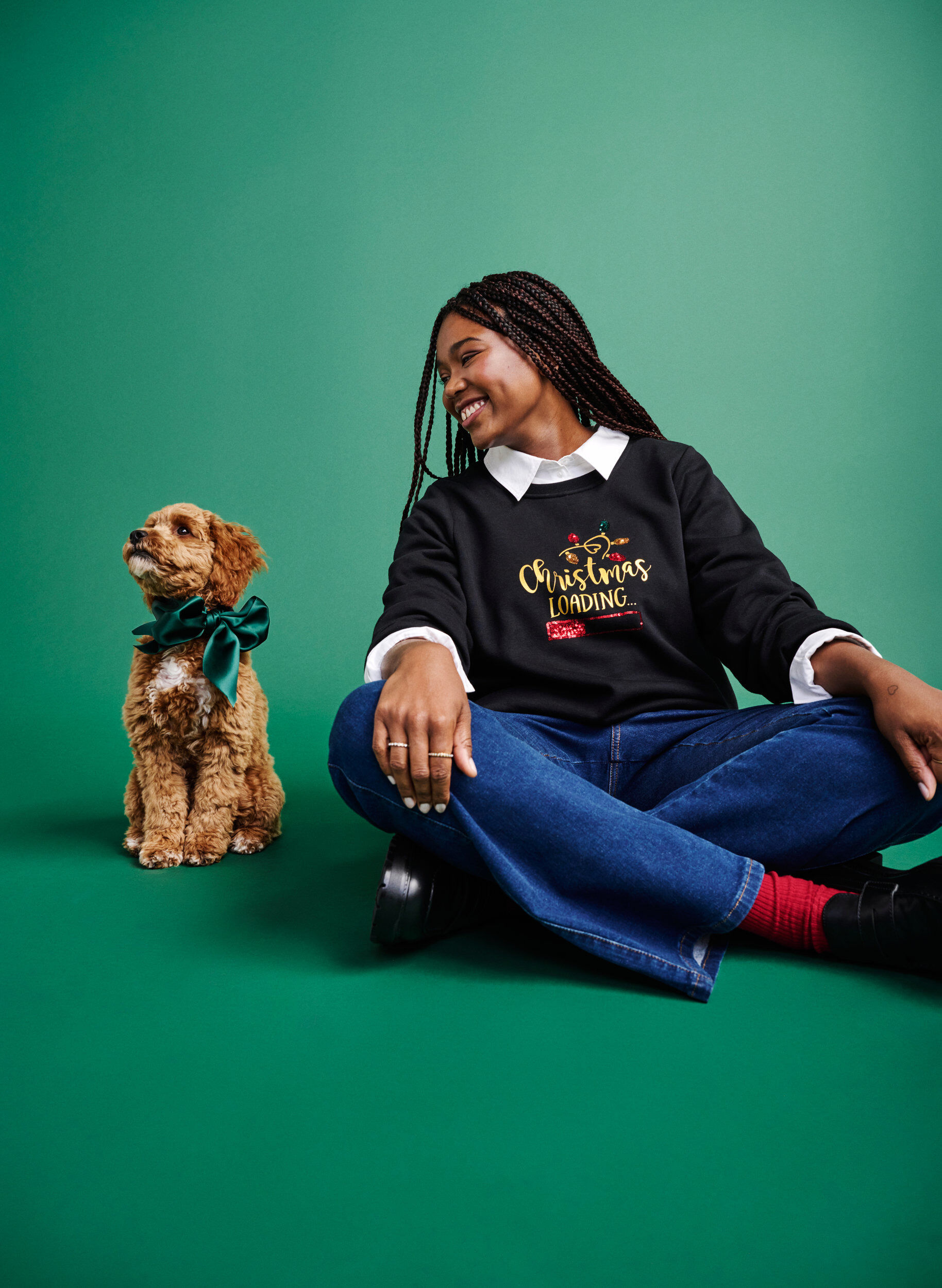 ZizziWeihnachts-Sweatshirt, Black LOADING, Image image number 0