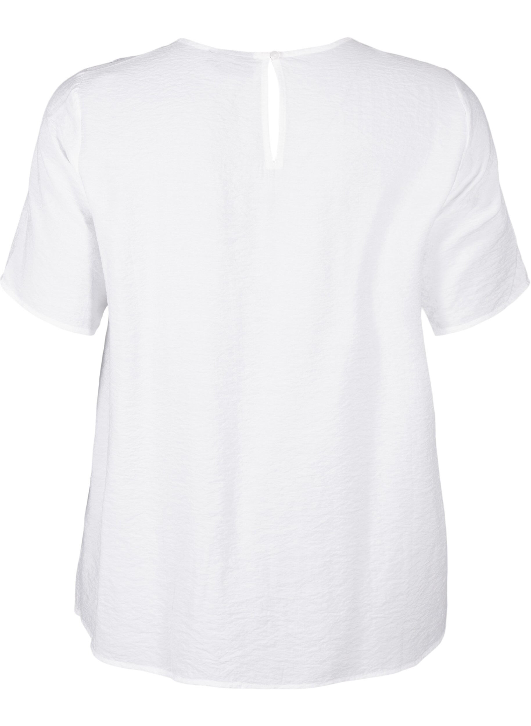 ZizziKurz&auml;rmelige Viskosebluse mit Spitzendetail, Bright White, Packshot image number 1