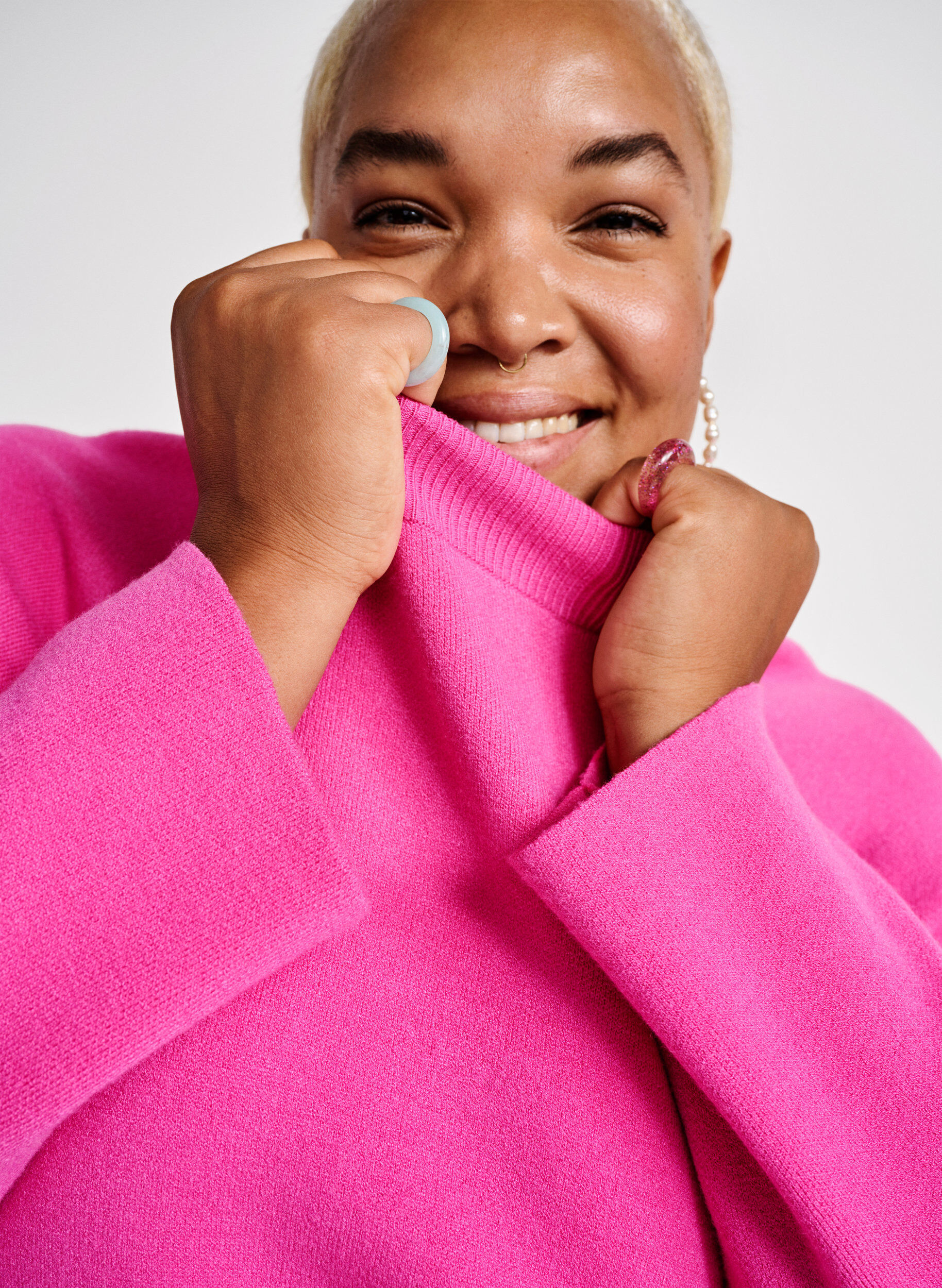 ZizziPullover aus Viskosemischung mit Seitenschlitz	, Raspberry Rose, Image image number 0