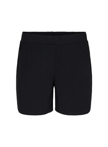Lockere Shorts mit Struktur, Black, Packshot image number 0