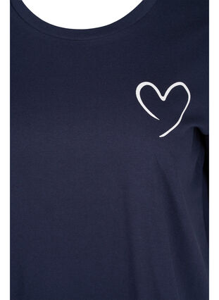 Kurzarm Pyjama-T-Shirt aus Baumwolle, Navy Blazer w. Heart, Packshot image number 2