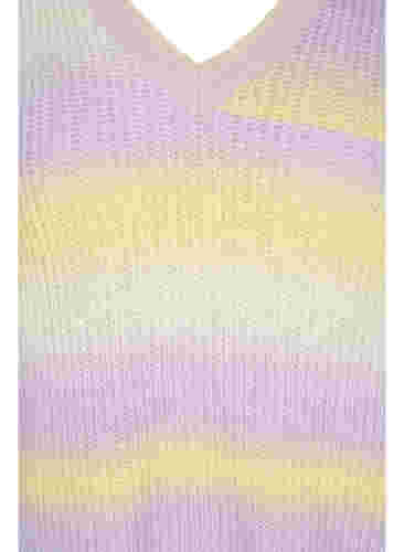 Gestreifte Strickbluse mit V-Ausschnitt, Lavender Comb., Packshot image number 2