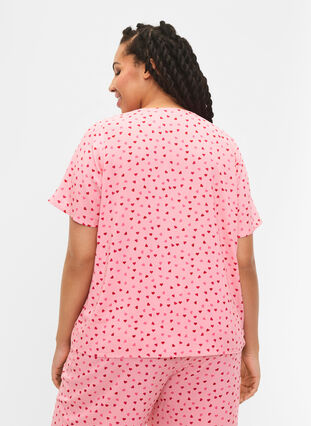 Bedrucktes Pyjama-Oberteil aus Viskose, Pink Icing W. hearts, Model image number 1
