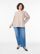 Bluse mit V-Ausschnitt und kleinen Karos, Beige, Model image number 1