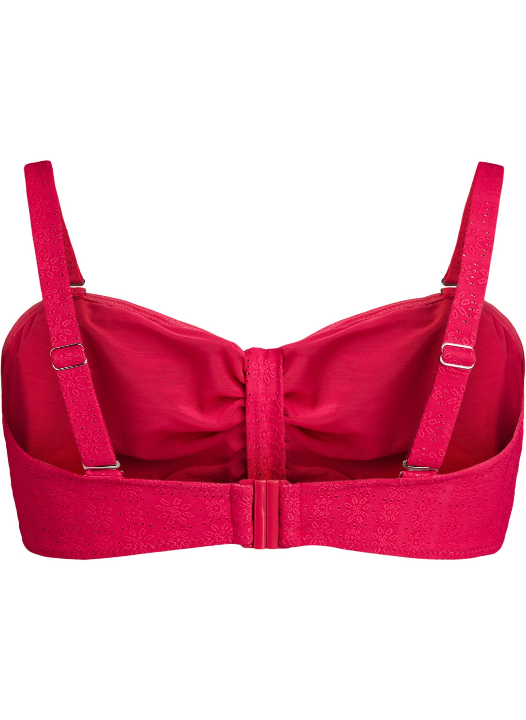 ZizziBandeau-Bikini-Top mit Strukturmuster und abnehmbaren Tr&auml;gern, Pink, Packshot image number 1