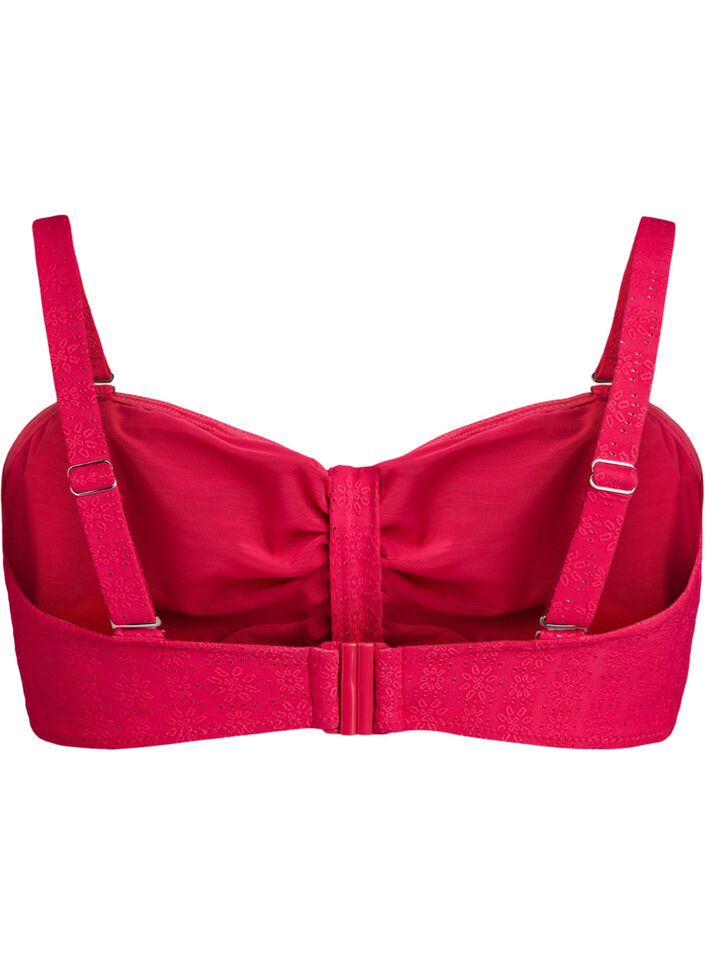 Bandeau-Bikini-Top mit Strukturmuster und abnehmbaren Tr&auml;gern, Pink, Packshot image number 1