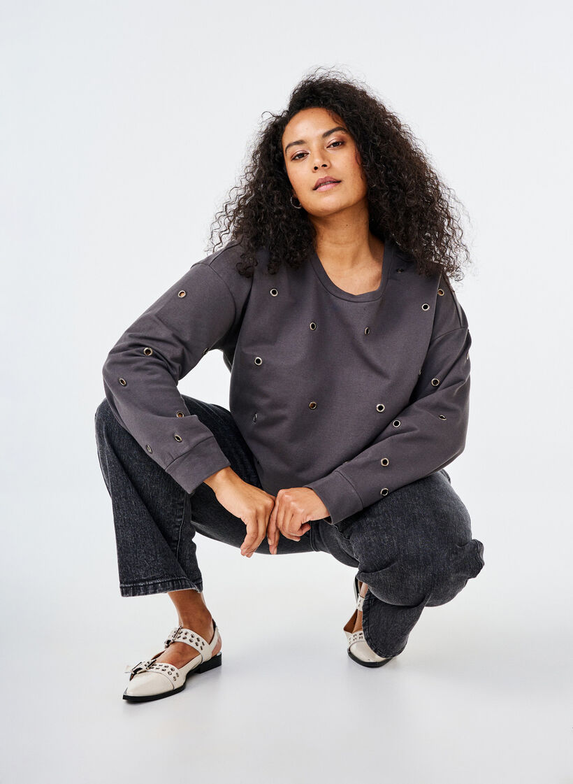 Sweatshirt mit Ösen, Grau, Image image number 0