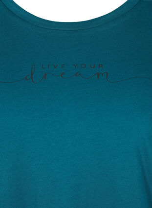 Kurzarm Schlaf-T-Shirt aus Baumwolle, Deep Teal DREAM, Packshot image number 2