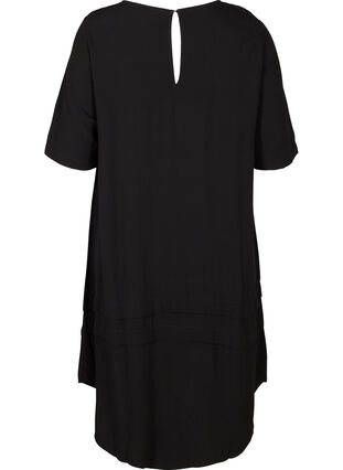 Viskose Kleid mit high-low Effekt, Black, Packshot image number 1