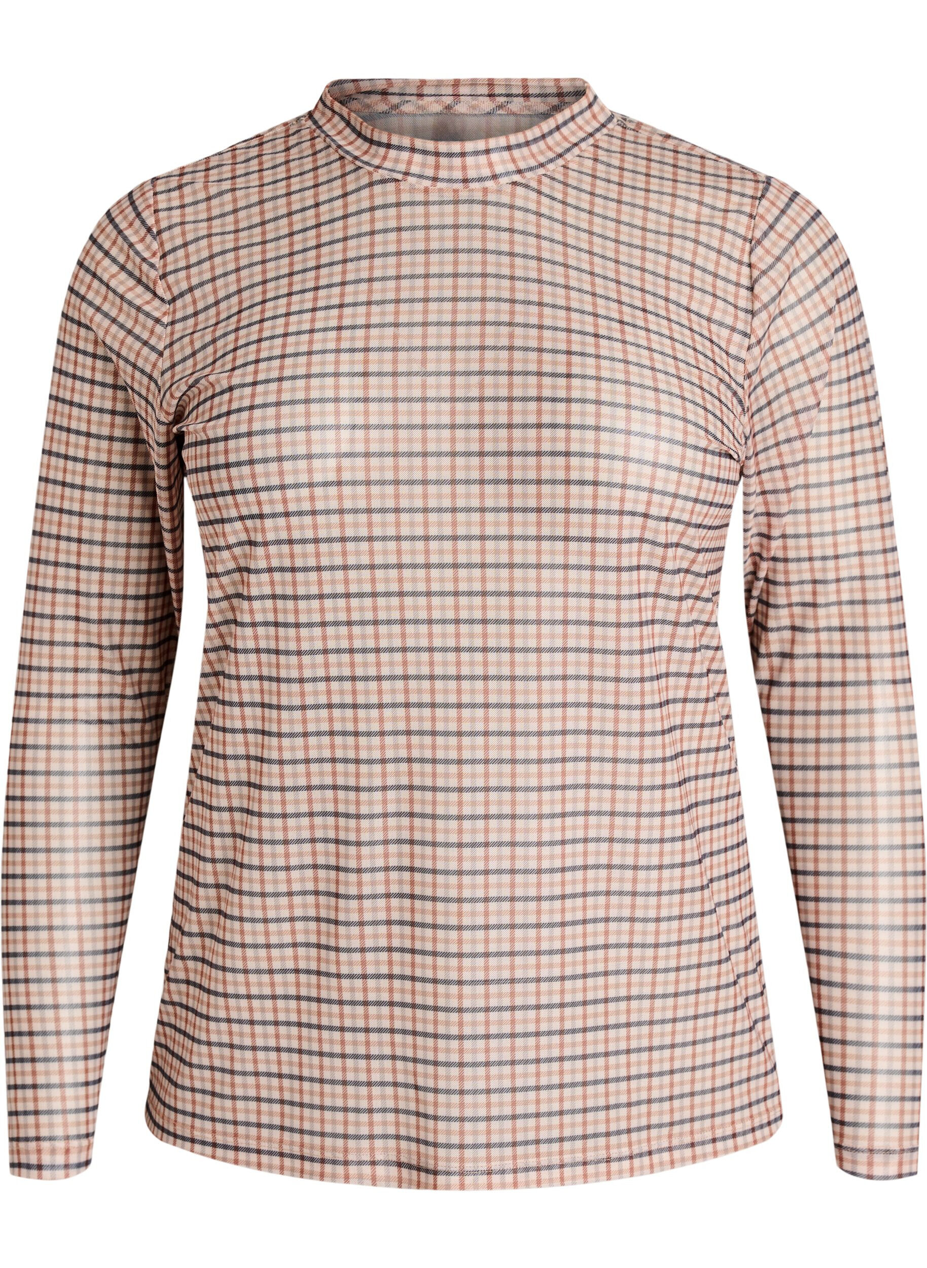 Karierte Bluse aus Mesh