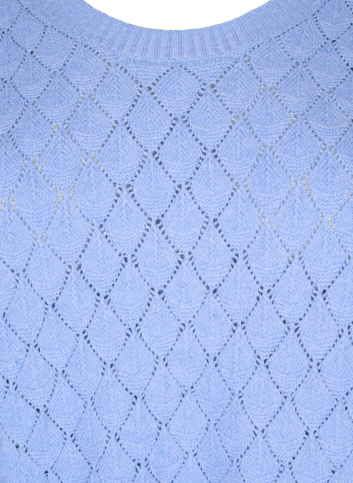  Strickbluse mit Spitzenmuster, Cornflower Blue Mel., Packshot image number 2