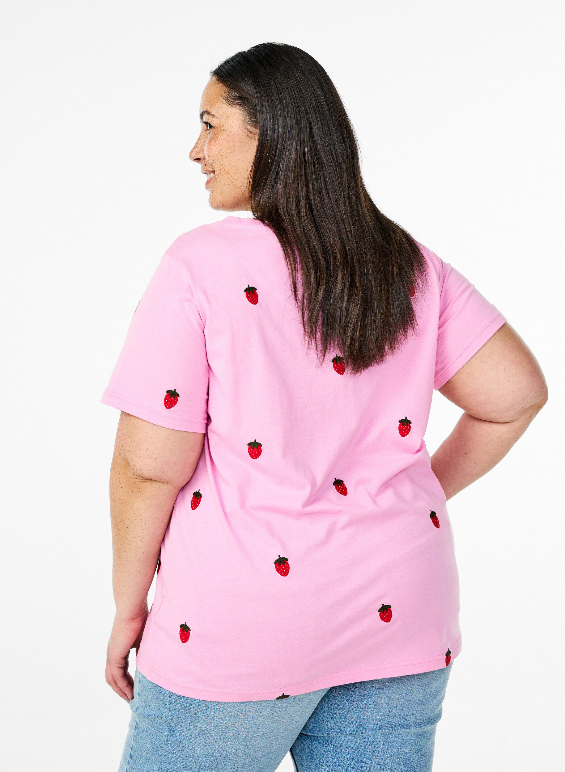 ZizziT-Shirt aus Bio-Baumwolle mit aufgestickten Motiven, Pink, Model image number 2