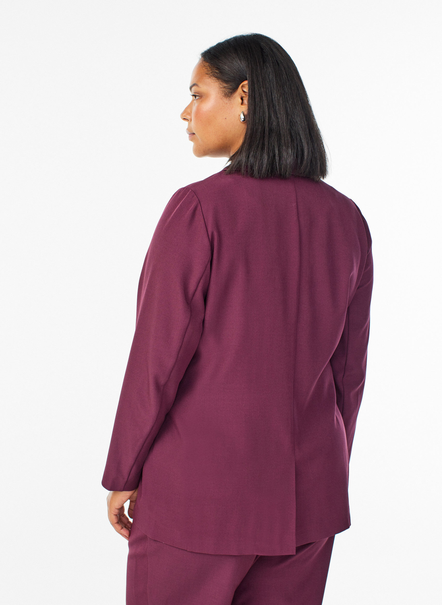 ZizziBlazer mit Taschen und Schlitzen, Dunkles Bordeaux, Model image number 2