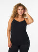 Basic-Spaghettitr&auml;ger-Top aus Baumwolle, Schwarz, Model image number 0