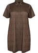 Kurzes kariertes Kleid mit Hemdkragen, Braun, Packshot image number 0