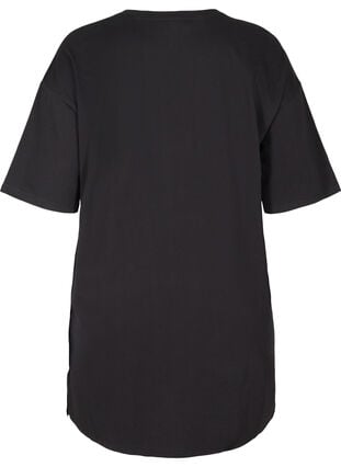 T-Shirt-Kleid aus Baumwolle mit Printdetails, Black w. Black, Packshot image number 1