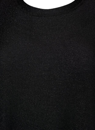 Glitzerkleid mit 3/4 Ärmeln und Rundhalsausschnitt, Black Black, Packshot image number 2