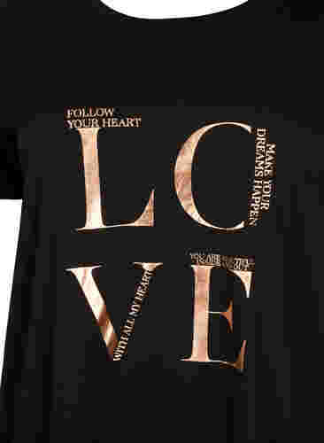 Kurzärmeliges T-Shirt aus Baumwolle mit Druck, Black W. Love , Packshot image number 2