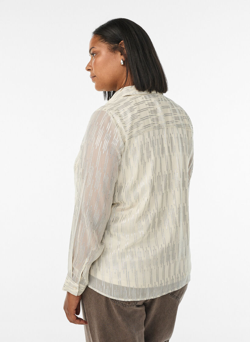 Bluse mit glitzerndem Muster, Vanille, Model image number 2