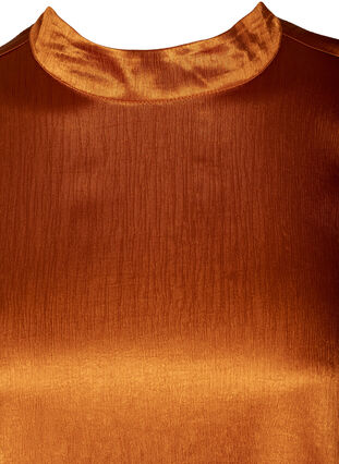 Shiny Bluse mit langen Puffärmeln, Buckthorn Brown, Packshot image number 2