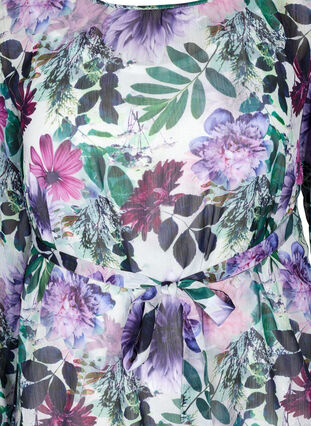 Langarm Midikleid mit Blumenprint, Purple Flower mix, Packshot image number 2