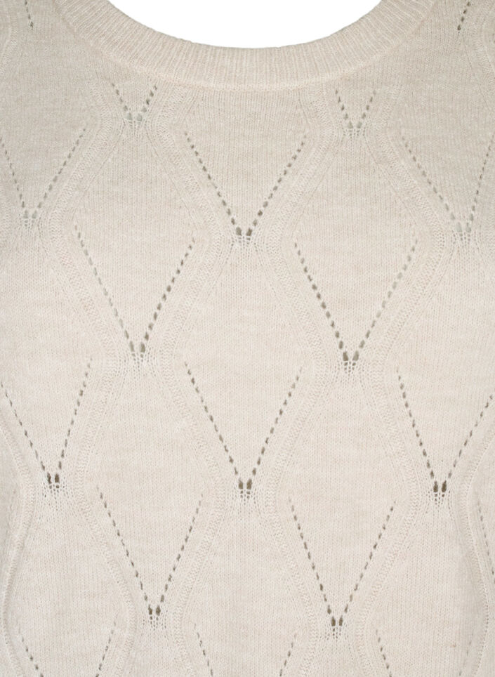 Langärmliges Strickkleid mit Lochmuster, Birch Mel., Packshot image number 2