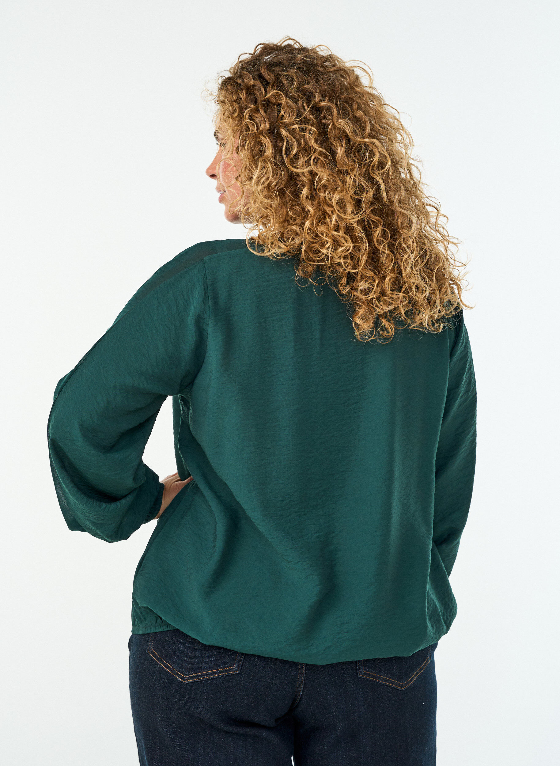 ZizziBluse mit Balloneffekt und Chiffondetails, Gr&uuml;n, Model image number 2