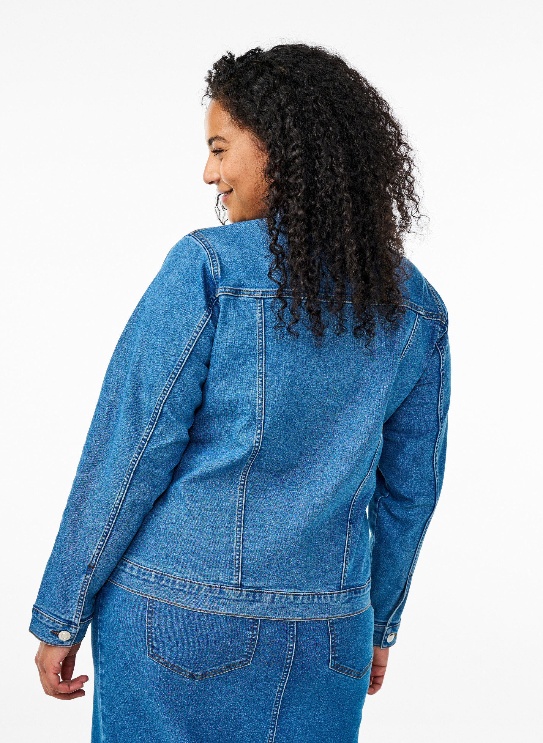 ZizziDenim-Jacke aus elastischer Baumwollmischung, Blau, Model image number 2